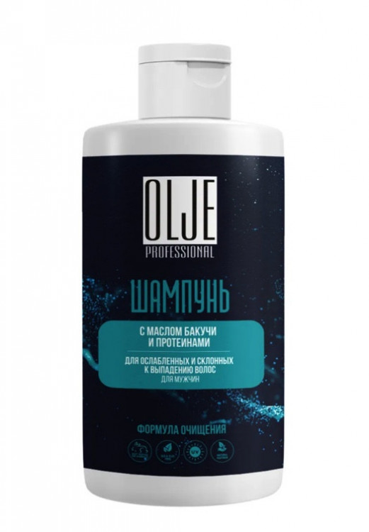 OLJE. Шампунь мужской с маслом бакучи и протеинами, 450 мл в Липецке