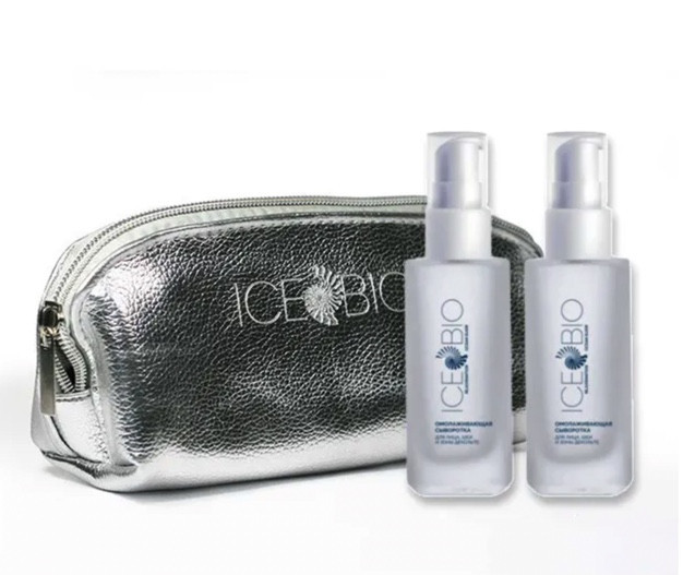 ICE BIO. Набор Сыворотка  2 шт омолаживающая для лица, шеи и зоны декольте 30мл, в косметичке в Липецке